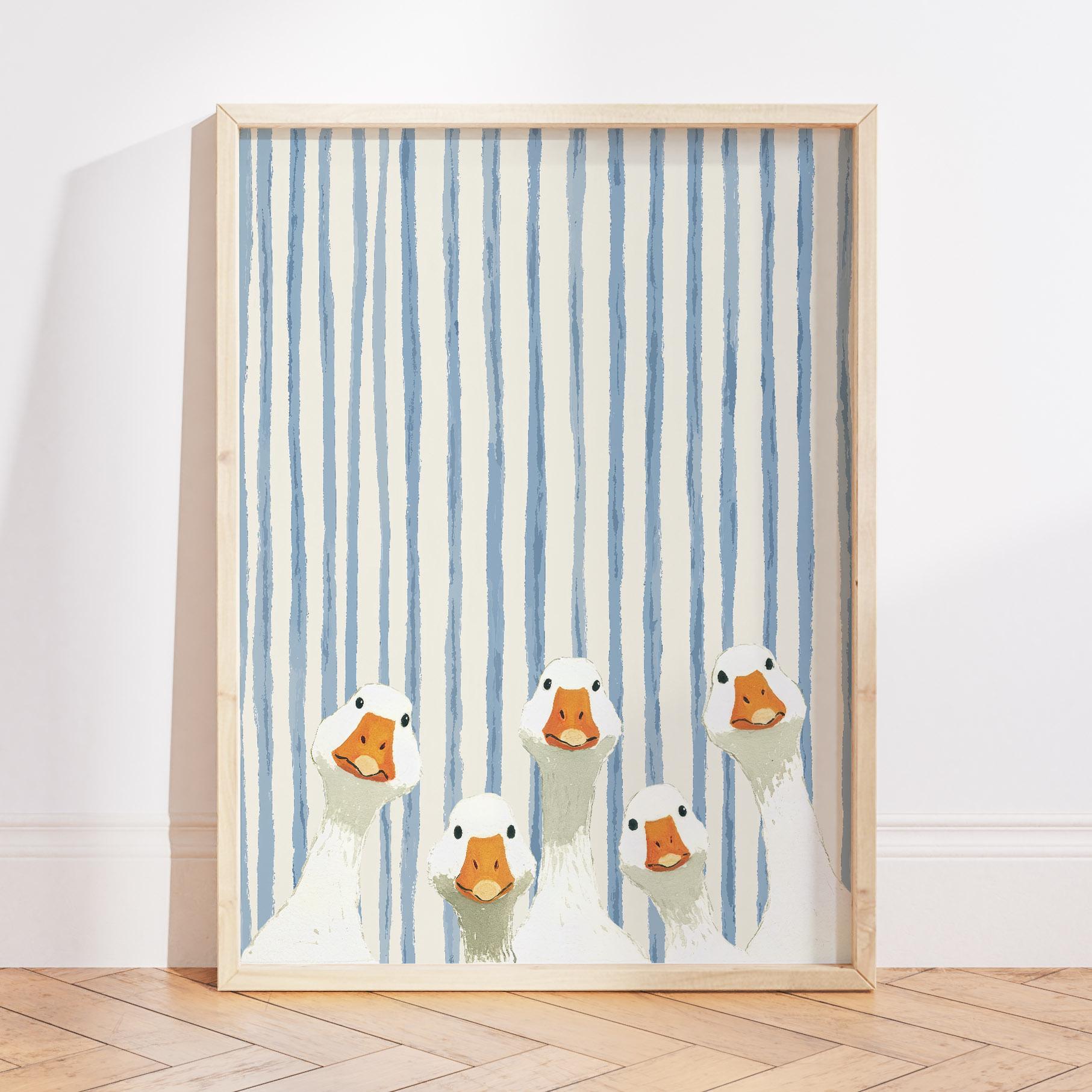 Silly Goose Boy Nursery Art Print, Blue Striped Nursery Decor - Etsy