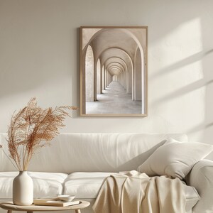 Trendigt beige neutralt arkitekturkonsttryck, beige heminredning, neutral väggkonst, minimalistisk väggdekor, lugnande zen-tryck, kanvaskonst bild 6