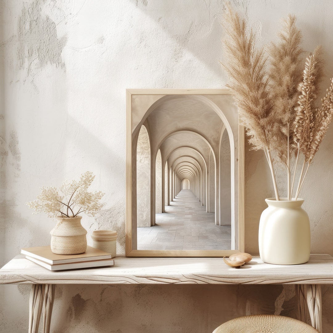 Trendy Beige Neutral Architecture Art Print, Beige Home Decor, Neutral ...