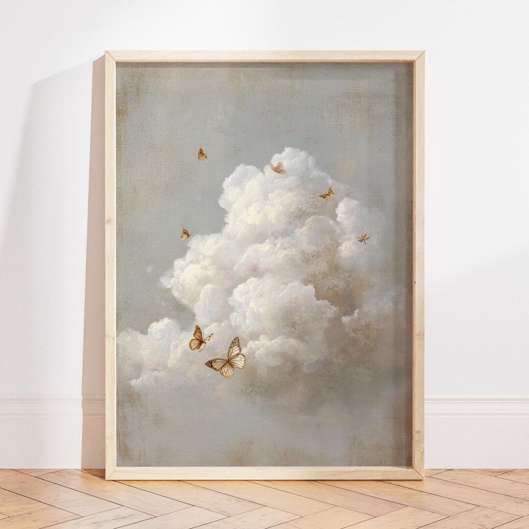 Butterfly Cloud Art Print, Vintage Cottagecore Wall Decor - Etsy