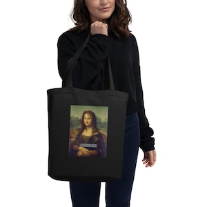 Mona Lisa gift Tote Bag, Mona Mom Tote Bag, Women&#39;s Shopping Bag, mom gift, Natural Tote Bag, Hand Drawn Tote Bag, New Mom gifts, swiftie