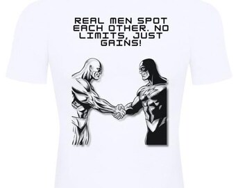 Real Men Spot Each Other No Limits Just Gains Shirt | Men's Raglan Sleeve Sports Gym Tee | ML Fitness Shirt | Mighty Lifestyle Exercise