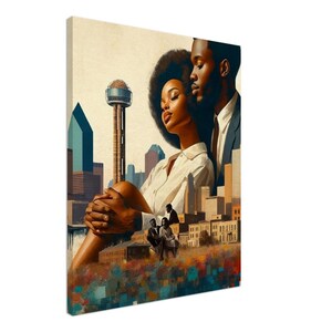 Vintage Seattle Love | Cultural Black Art | Vintage Oil Painting | Moody Dark Academia | Home and Mansion Wall Decor | Canvas Wall Art