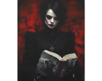 Goth Vampire Art | Oil Painting |Dark Academia Literary Art | Dark Art | Sci Fi Art | Fantasy |  Moon Reconciliation | Canvas Gallery Wraps