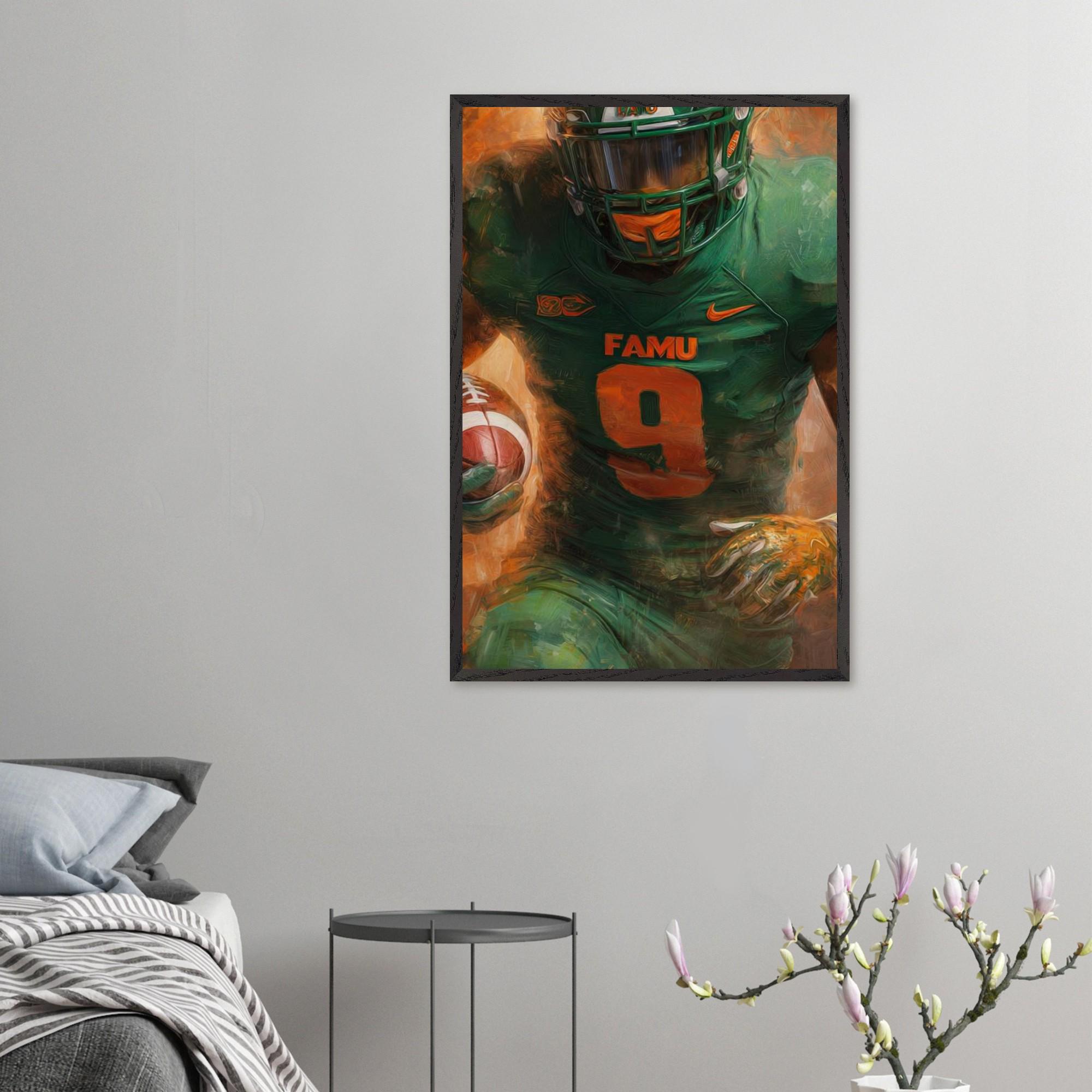 FAMU Wall Art Dorm Art Man Cave Art HBCU Rattler Football Oil Painting ...