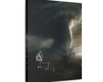 Tornado Natural Disaster Art | Oil Painting |Earth Weather Dark Art | Surreal Art | Emotive Art | Landscape Art | Canvas Gallery Wraps
