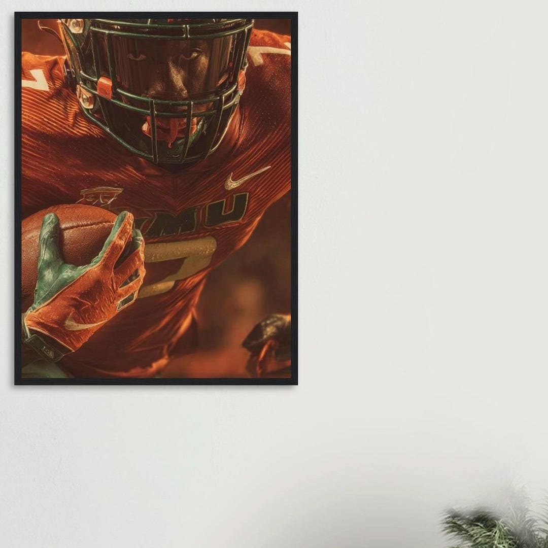 FAMU Rattler Football Art – HBCU Wall Decor, Framed Oil Painting Style ...