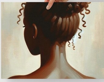 Black Woman Art Caramel Curly Tendrils | Unframed Wall Art Poster | Oil Painting  | Faceless Art | Minimalism Art,  Hair Art, Home Decor
