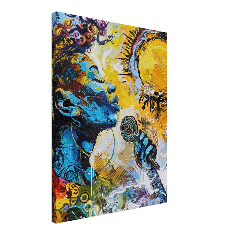 Basquiat Inspired Black Abstract Wall Art – Caribbean Music Canvas Print, Afrocentric Graffiti Painting, Modern Hip Hop Art Decor for Living afbeelding 3