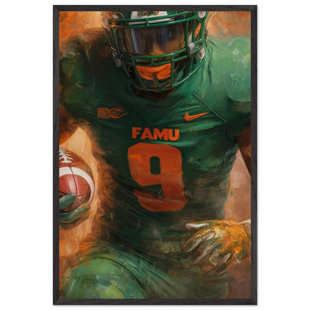 FAMU Wall Art Dorm Art Man Cave Art HBCU Rattler Football Oil Painting ...