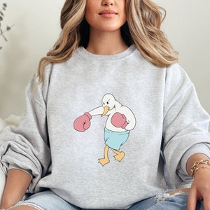 Felpa Silly Goose: Divertente felpa girocollo con oca da boxe