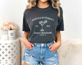 Margs and Matrimony Bachelorette Party Shirts - Comfort Colors Tee