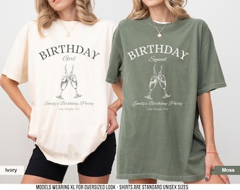Chemise personnalisée Birthday Squad : t-shirt de fête aux couleurs confortables