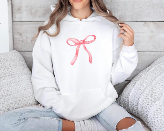 Coquette Hoodie: Pink Bow Trendy Women's Sweatshirt - Etsy