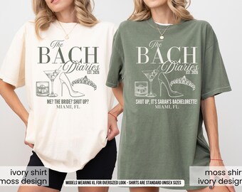 Camisa personalizada de despedida de soltera con colores cómodos de 'Los diarios de Bach'