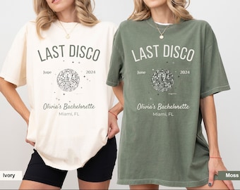 Chemise Last Disco Bachelorette : lieu de fête personnalisé, future mariée