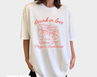 Drunk in Love Bachelorette Party Shirts, Custom Bach TShirts, Social Cocktail Club Themed, Luxury Bachelorette Merch, Bridal Party Gifts
