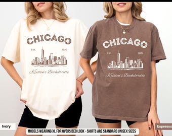 Camisetas para despedidas de soltera en Chicago: Camiseta personalizada con colores Windy City Comfort