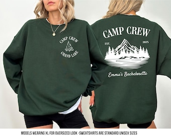 Custom Camp Bachelorette Sweatshirt Lake Camp Crew Sweatshirt Camp Bachelorette Personalized Location Camping Bachelorette Hiking Sweatshirt