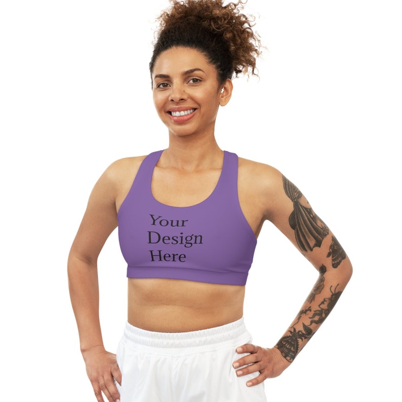 Soutien-gorge de sport personnalisé pour femme Fabriquez votre propre soutien-gorge de sport Soutien-gorge de sport personnalisé pour femme Sous-vêtements personnalisés pour femme Soutien-gorge de yoga personnalisé pour femme Light Purple
