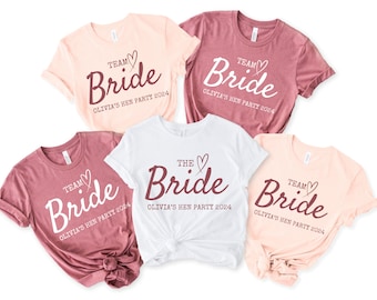 Personalized Hen Party T Shirts Bridal Party T-Shirt Team Bride Shirts  Personalized Bride Shirt Bachelorette Tees Wedding Party T-Shirt