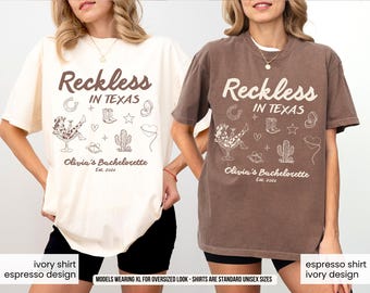 Camiseta de despedida de soltera temeraria en Texas, camiseta personalizada de vaquera, cóctel, vaquera, atuendo para fiesta nupcial occidental