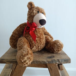Vintage teddy bear | soft plush toy | sitting teddy | german hamburg | collectible toy | cuddly stuffed animal gift