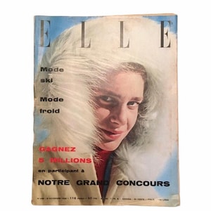 Vintage french elle magazine 1950s winter issue, unique vintage gift