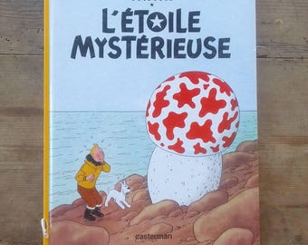 Komiks o Tintinie w stylu vintage | dekoracja z grzybami | prezent do domu z połowy XX wieku