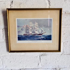 Framed Print of Machrihanish Ship | Nautical Wall Art | Maritime Coastal Scene | Vintage Home Decor | Sailing Ship Framed Artwork