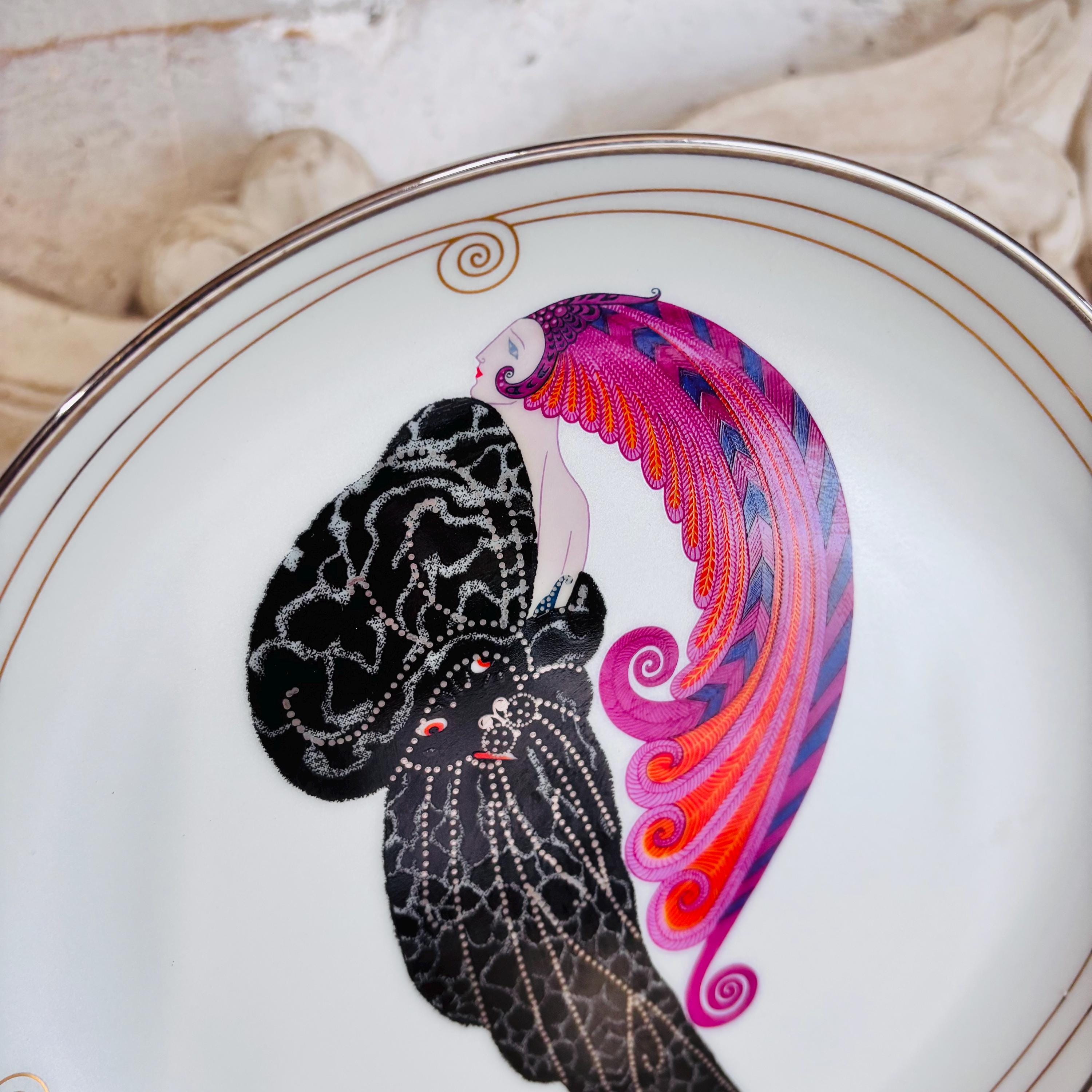 Erte Beauty and the Beast Collector Plate Hand Painted Art Deco