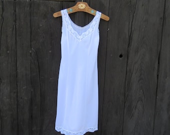 Vestido lencero vintage de encaje blanco: lencería francesa elegante, talla 38