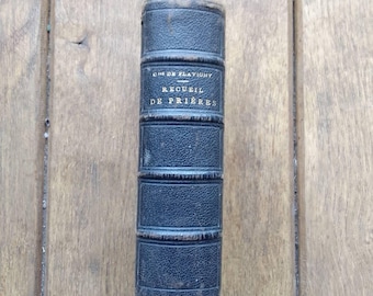 Vintage French Religious Book 1865 Leather Bound Gold Gilt