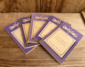 Vintage French Decorative Book Set: Larousse Paris, Classic Literature