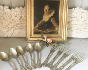Vintage French Silverware Set: Grape & Greenery Design, Limousin Tableware