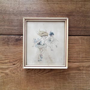Stampa vintage con cornice di Brownie Downing "Twinkle Toes" / Arte australiana di metà secolo / Illustrazione di bambino aborigeno / Decorazione murale
