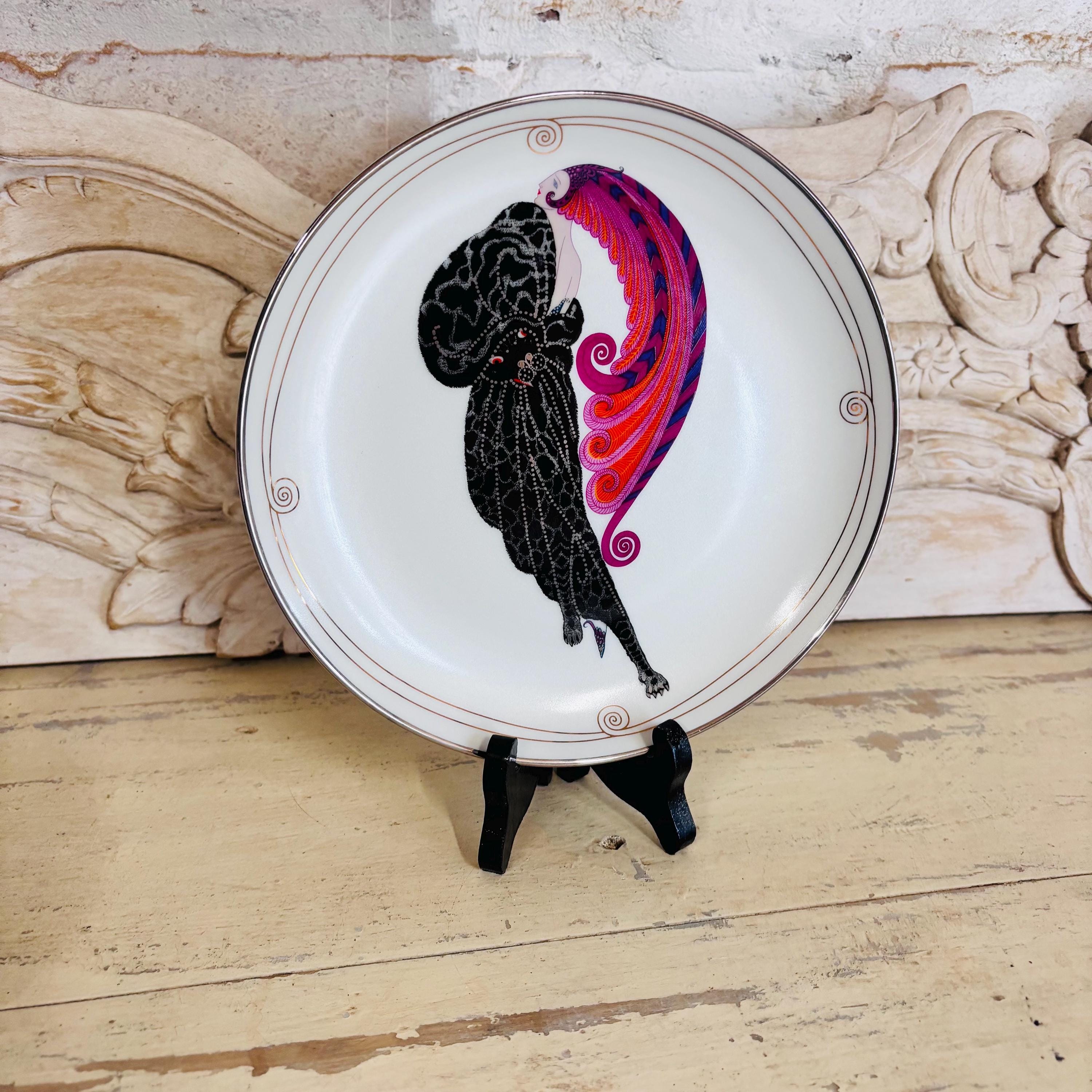 Erte Beauty and the Beast Collector Plate Hand Painted Art Deco