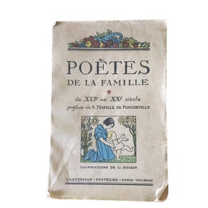 Zabytkowa książka poezji francuskiej – wystrój z lat 30. XX wieku – prezent w postaci zabytkowej książki – wiersze z dzieciństwa – literatura kolekcjonerska – wyjątkowy pomysł na prezent
