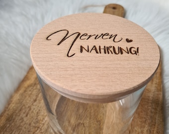 Vorratsglas mit Holzdeckel - Geschenk Geburtstag Hochzeit Einweihung Dankeschön Mann Frau Mutter Vater Freundin Erzieher Lehrer Hebamme