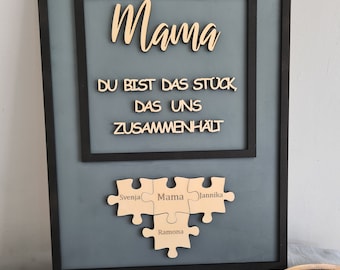 Bilderrahmen Mama Papa Geschenk Geburtstag Muttertag Vatertag Puzzleteil  Schwester Bruder