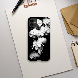 Black and White Orchid Flower Slim Phone Case - iPhone and Samsung