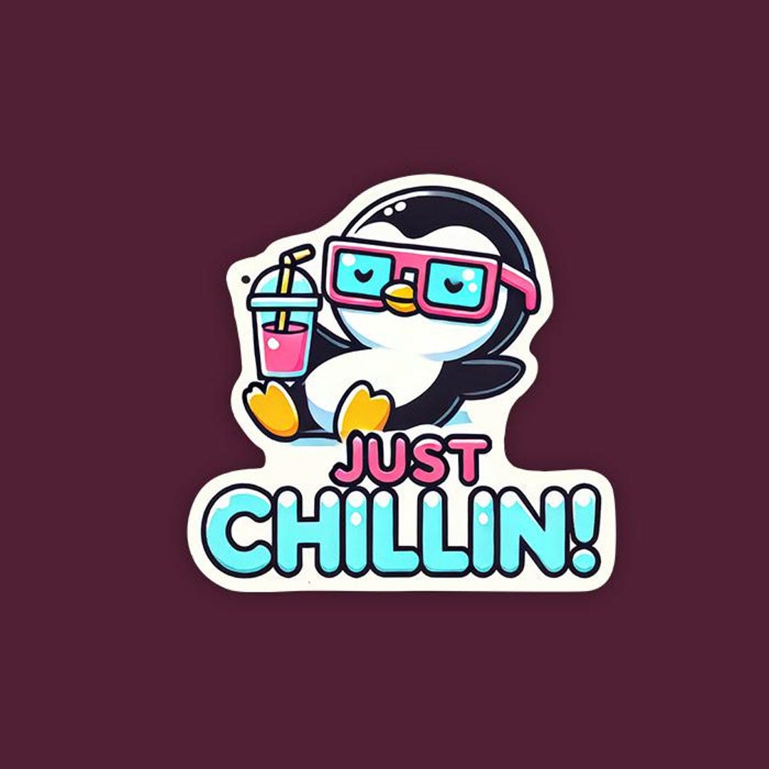 Just Chillin' Penguin Sticker | Kawaii Waterproof Vinyl Decal - Etsy