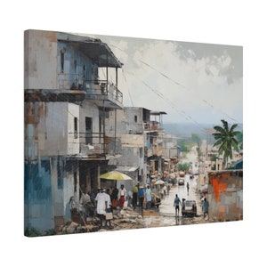 Rue des Caraïbes, impression artistique sur toile, style impressionniste de peinture à l'huile, décoration murale d'intérieur de maison, oeuvre d'art destination apaisante