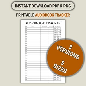 Hörbuch Tracker Printable: Lesetagebuch, Buchbesprechung (PDF Download)