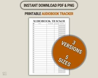 Audiobook Tracker Printable: Reading Journal, Book Review (PDF Download)