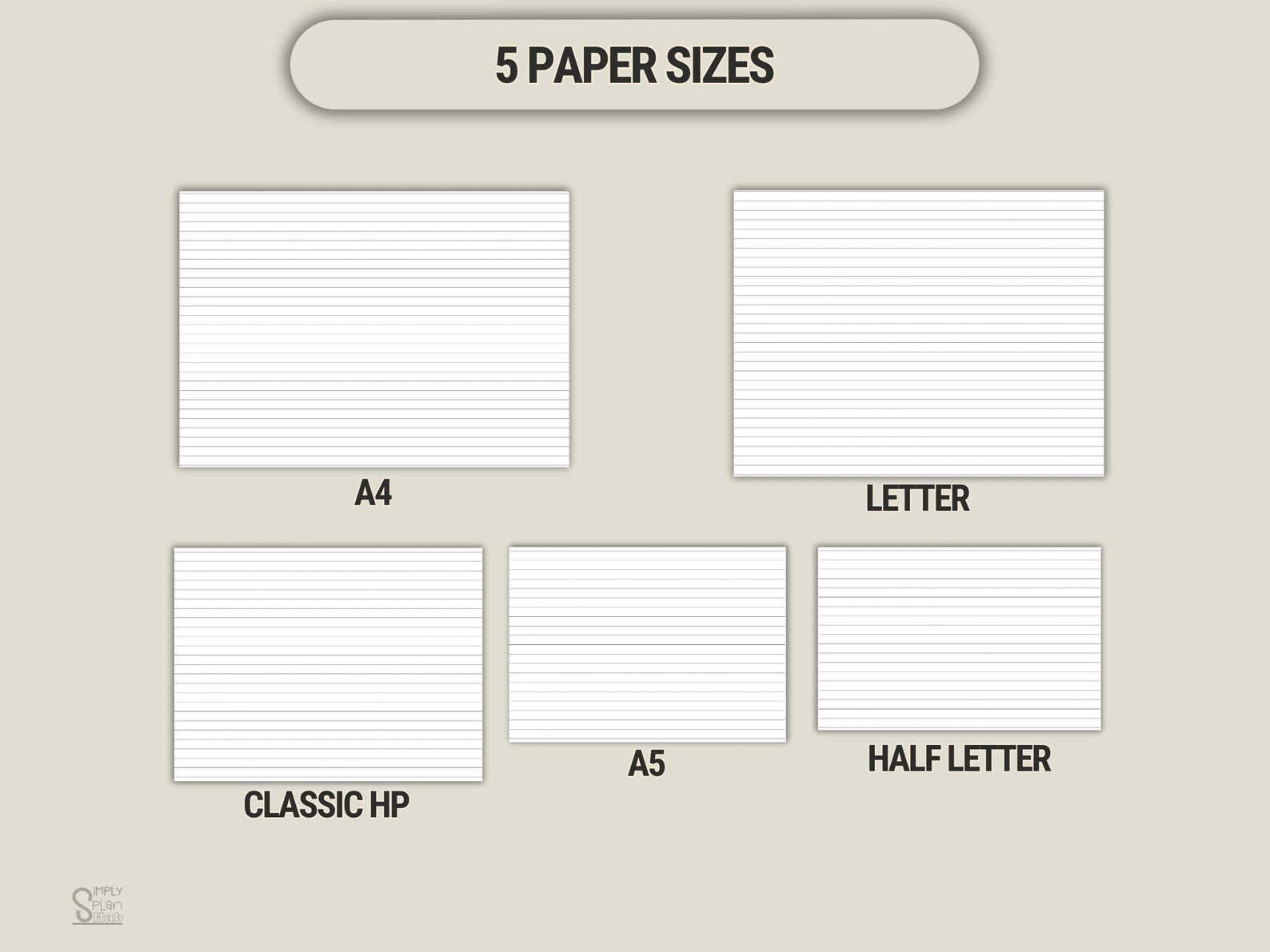 Printable Lined Paper Pack: A4/a5/letter Sizes, College/wide/narrow ...