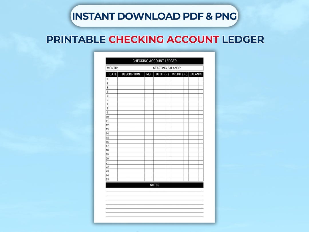 Printable Checking Account Ledger. Simple Log to Record Check and Debit ...
