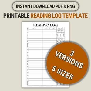 Modèles de carnet de lecture imprimables Tracker pour livres à lire A4/A5/Lettre/demi-format/classique Happy Planner à insérer Téléchargement instantané PDF/PNG