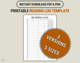Minimalist Reading Log Printable: Book Tracker Template (PDF/PNG)