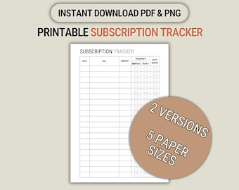 Subscription Tracker Printable: Simple Planner Insert (PDF & PNG)